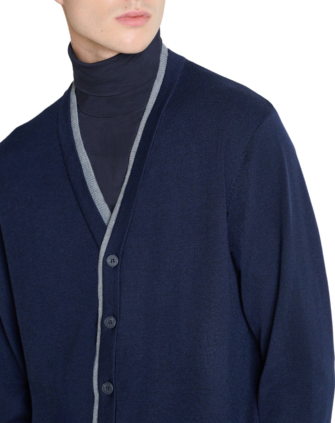 Marine relaxed-fit buttoned cardigan in techno merino wool blend