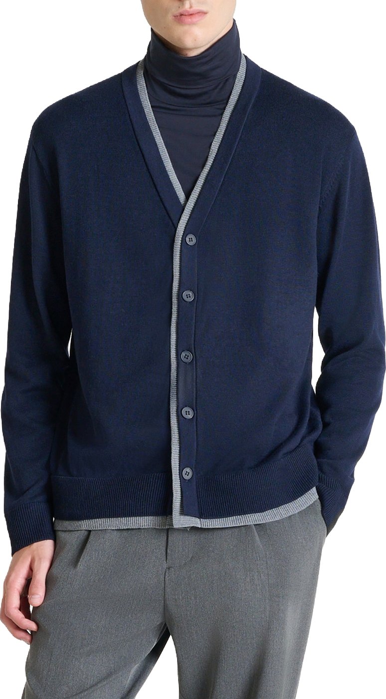 Marine relaxed-fit buttoned cardigan in techno merino wool blend