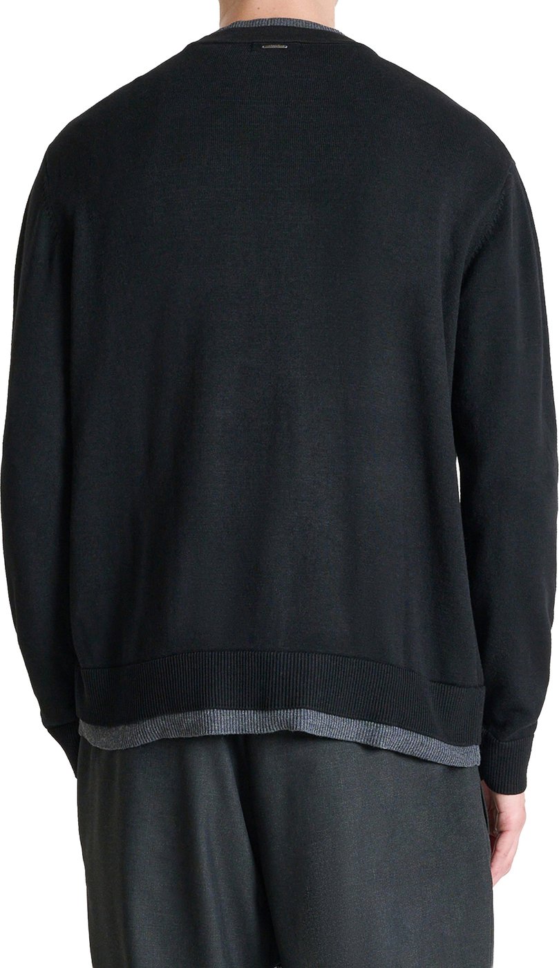 Black relaxed-fit buttoned cardigan in techno merino wool blend