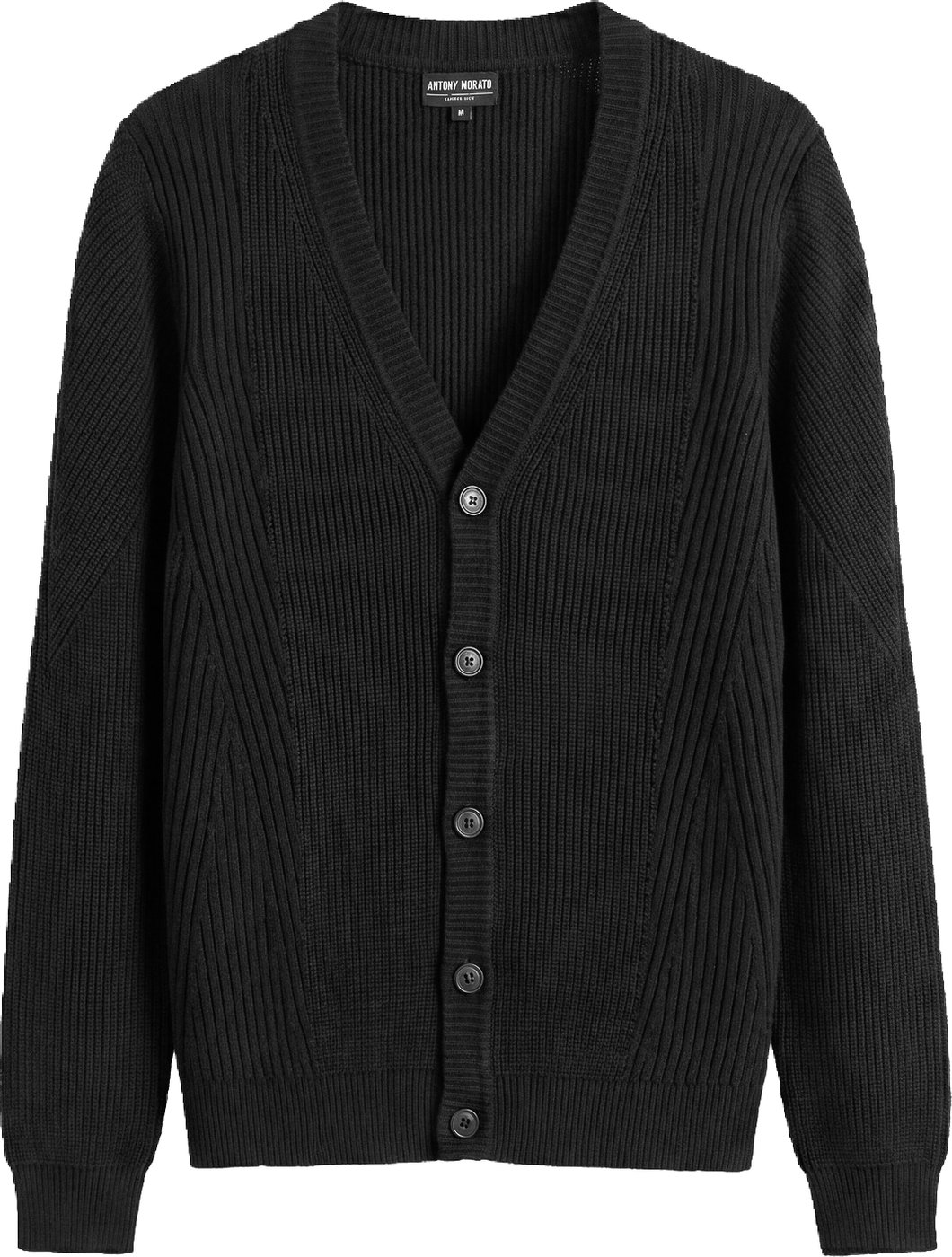 Black relaxed-fit buttoned cardigan in techno wool blend