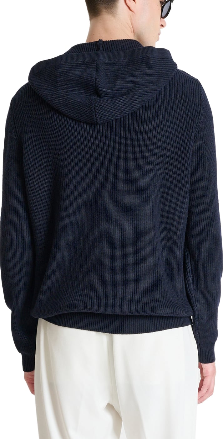 Marine relaxed-fit long-sleeve hooded sweater in techno wool blend