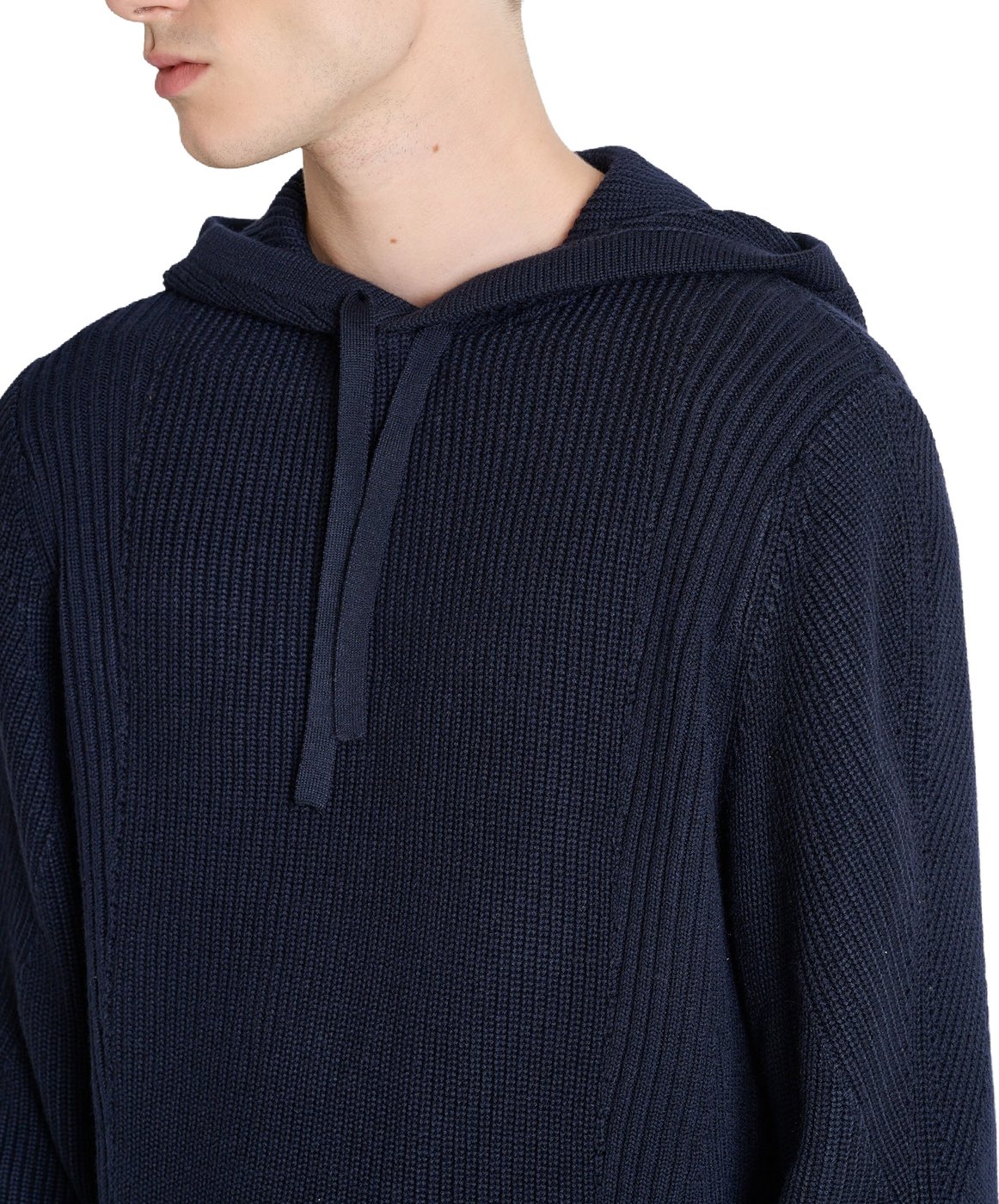 Marine relaxed-fit long-sleeve hooded sweater in techno wool blend