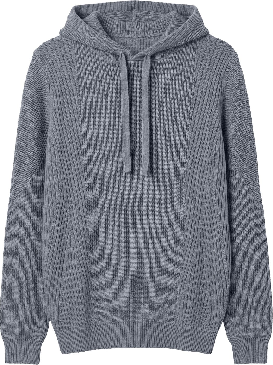 Medium grey melange relaxed-fit long-sleeve hooded sweater in techno wool blend