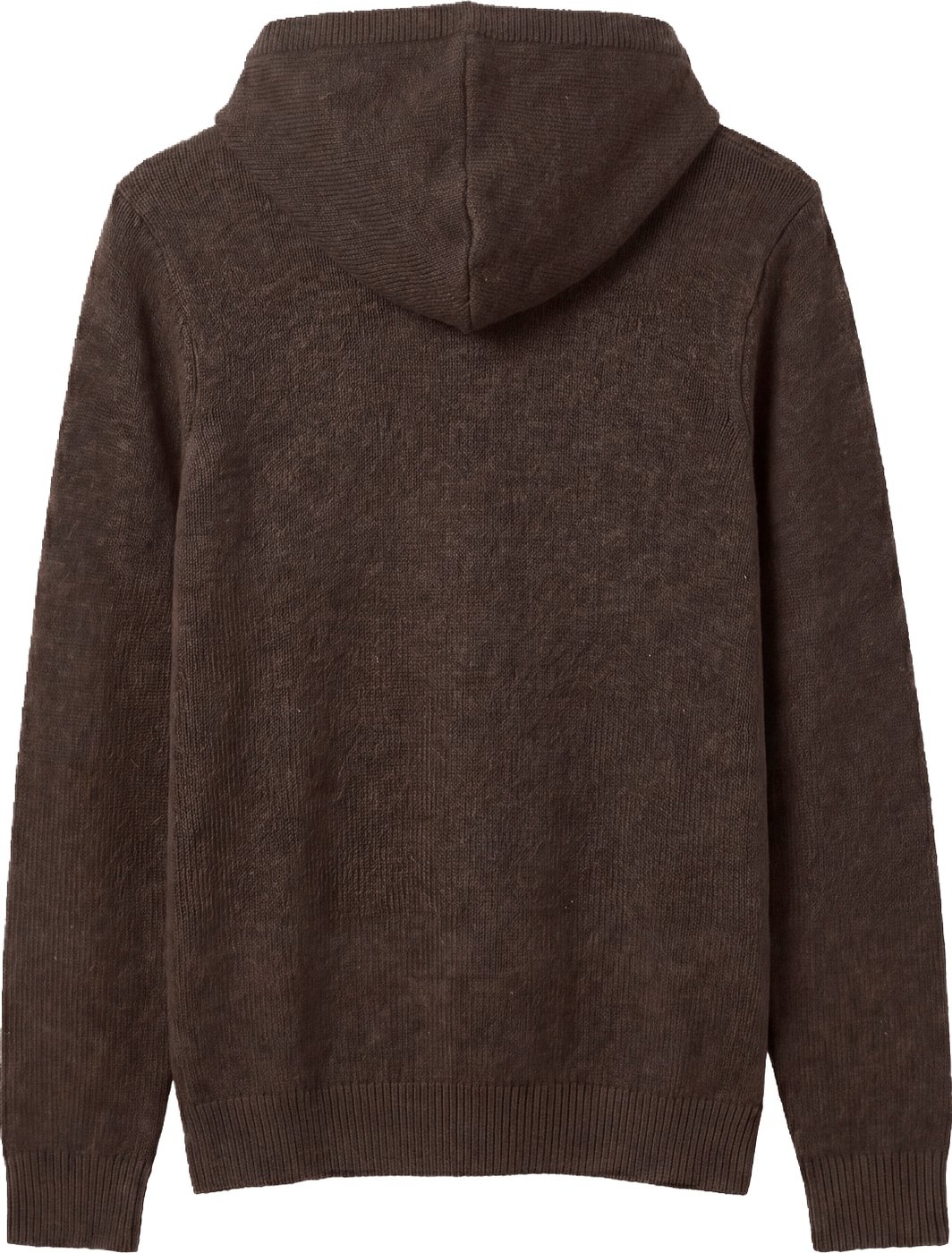 Coffee relaxed-fit long-sleeve hooded sweater in wool-acrylic blend