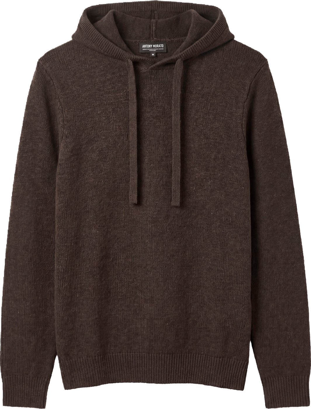 Coffee relaxed-fit long-sleeve hooded sweater in wool-acrylic blend