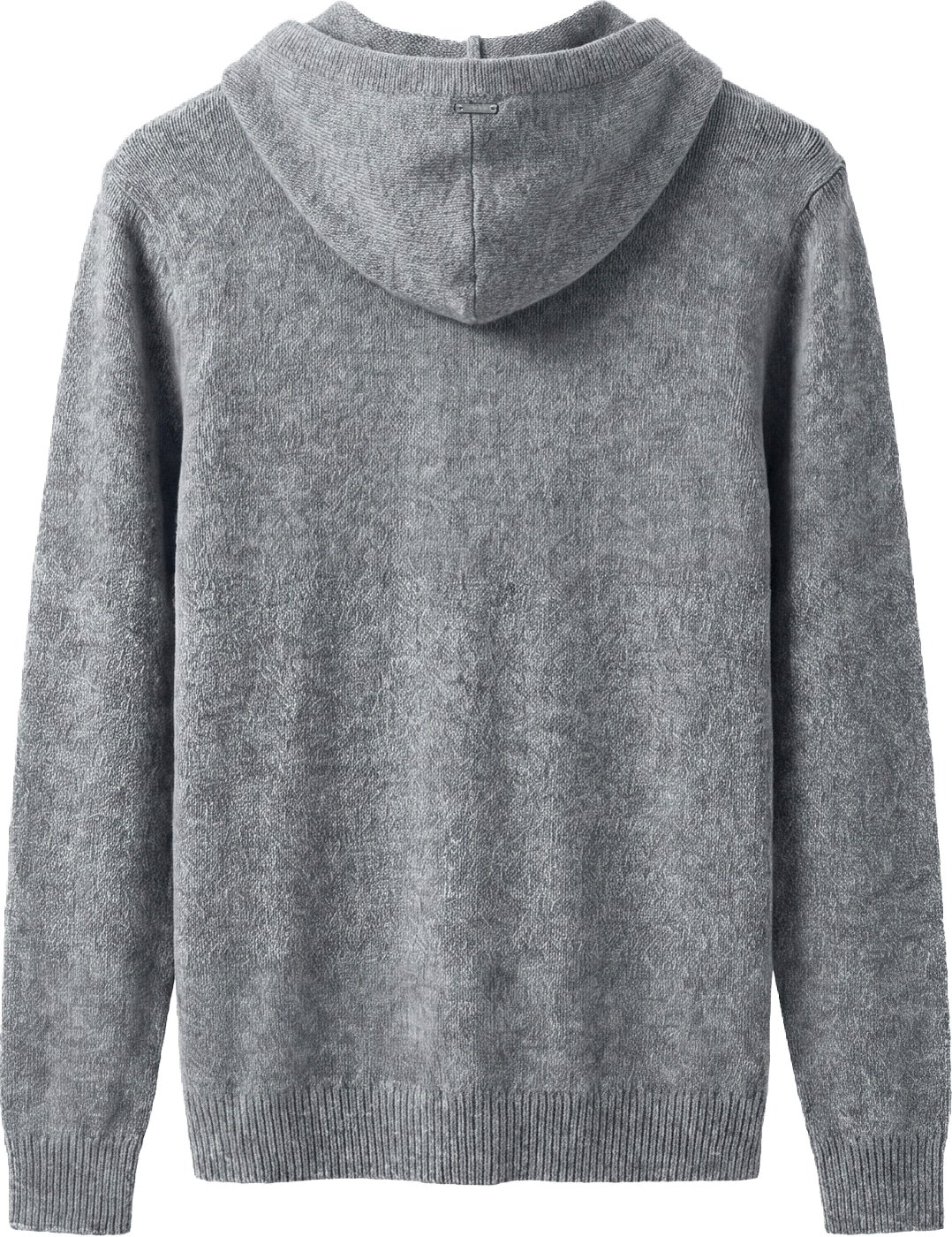 Dark grey melange relaxed-fit long-sleeve hooded sweater in wool-acrylic blend