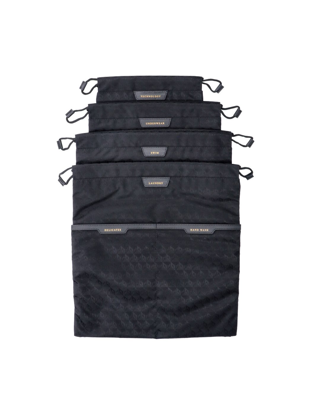 Black Recycled Fabric Drawstring Pouch Set