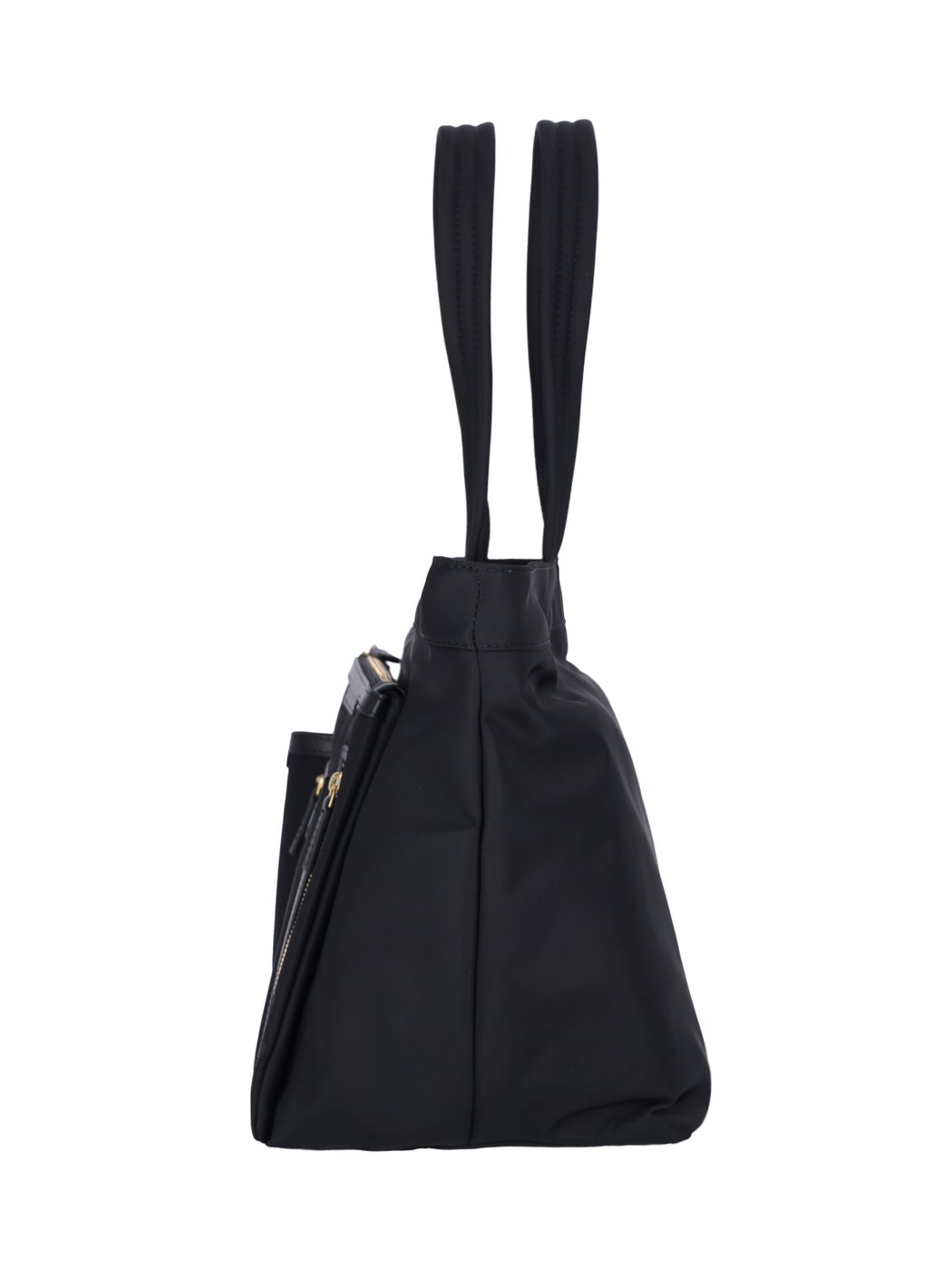 Black Multi-Pocket Nylon Zip Tote Bag