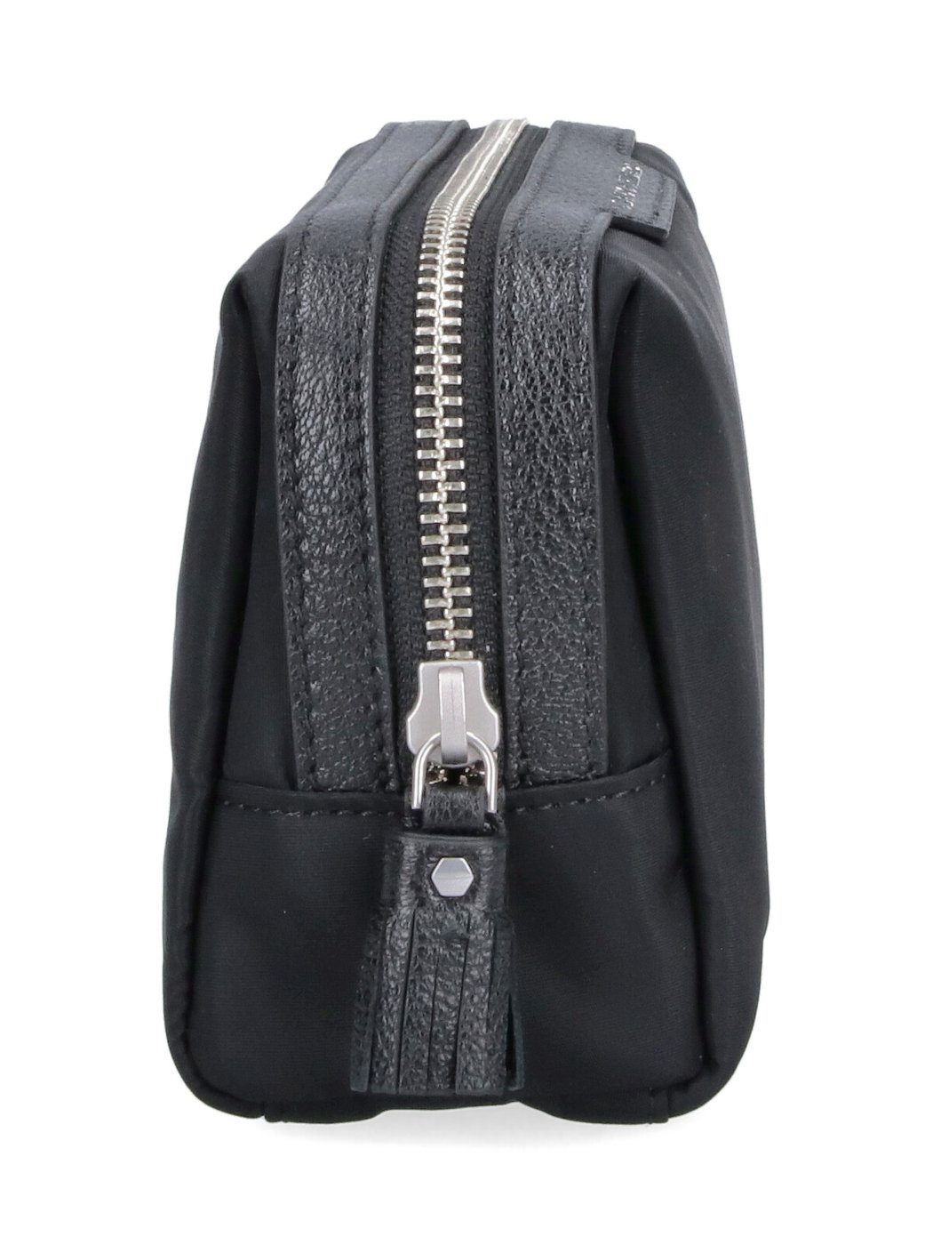 Rectangular Black Bag with Silver Zipper Closure