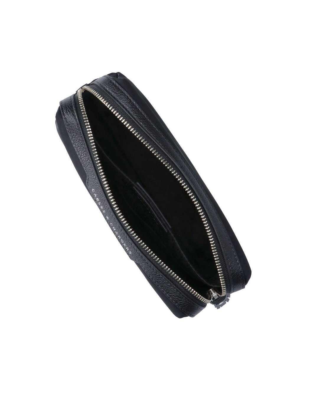 Rectangular Black Bag with Silver Zipper Closure