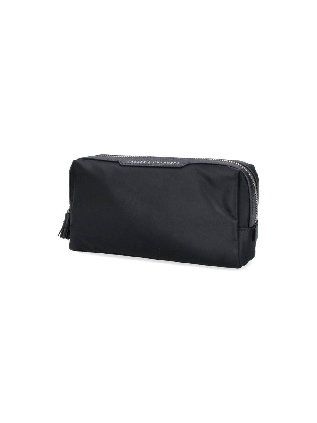 Rectangular Black Bag with Silver Zipper Closure
