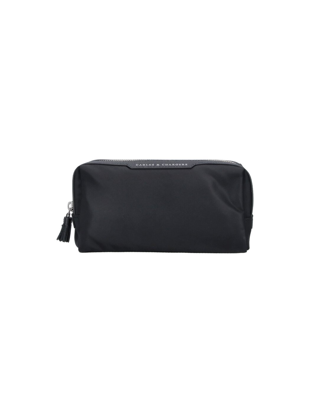 Rectangular Black Bag with Silver Zipper Closure