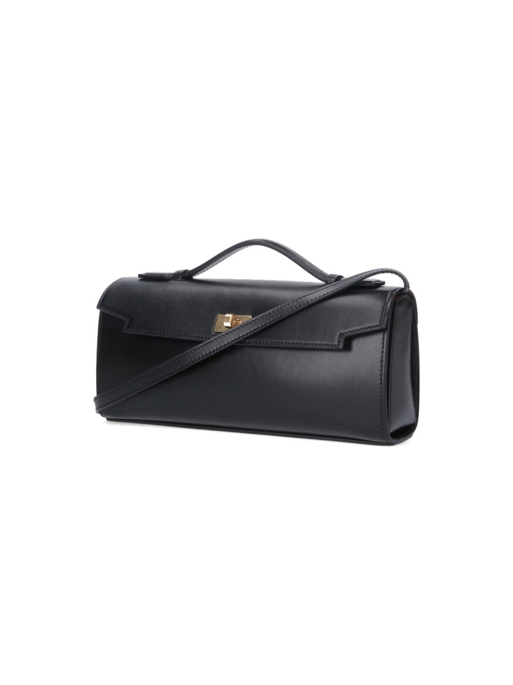 Black Mortimer Flap Leather Clutch