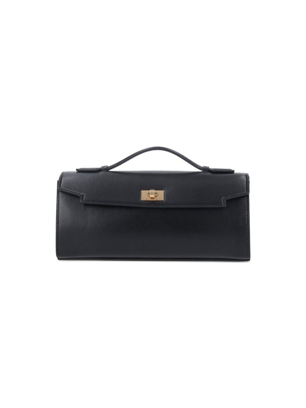 Black Mortimer Flap Leather Clutch
