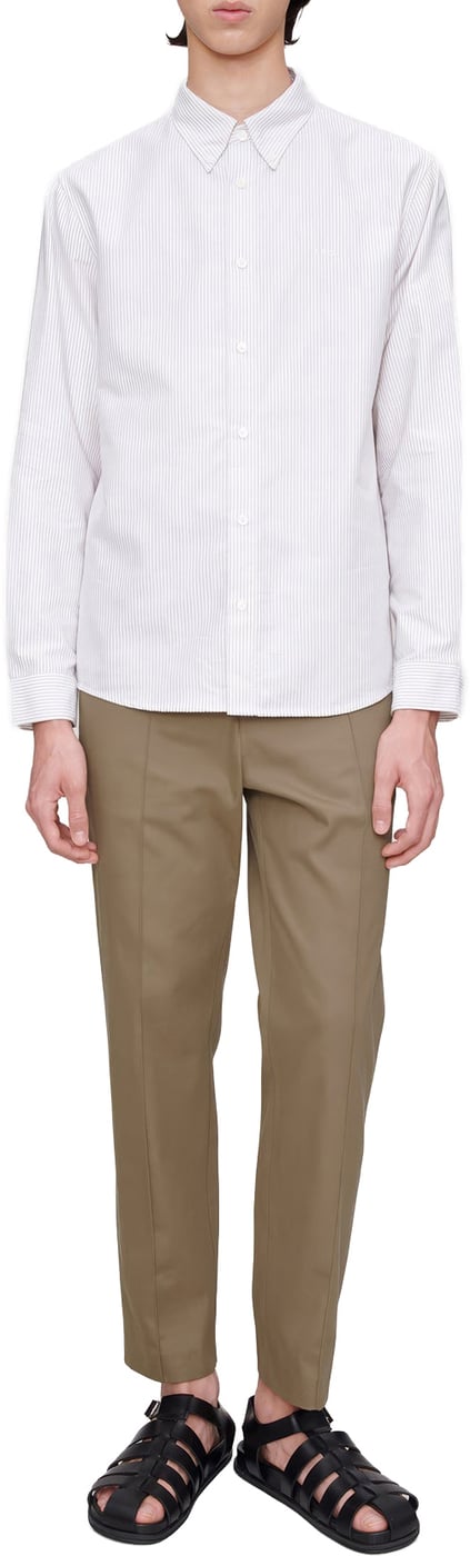 Hemd streep wit Khaki