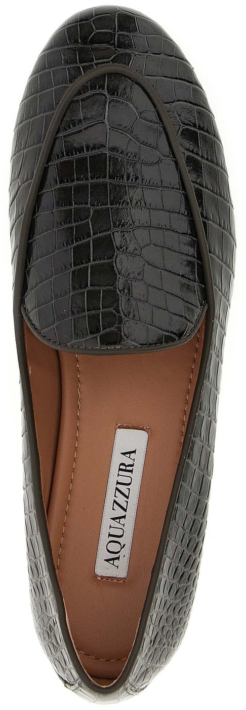 Aquazzura Black Calfskin Slip-On Loafers