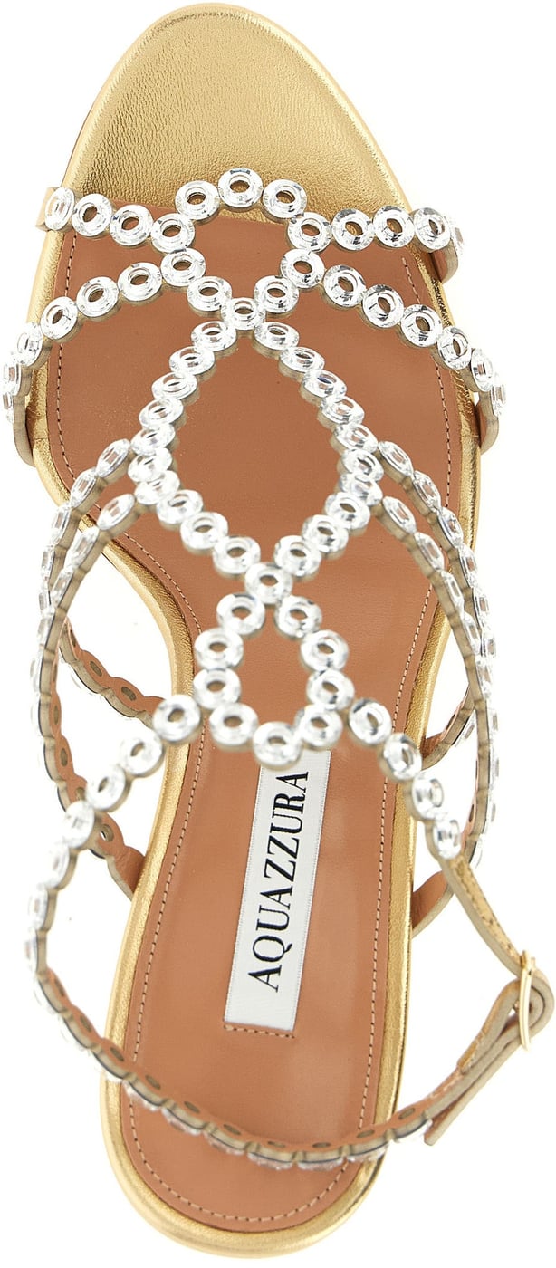 Aquazzura Gold Lamb Leather Stiletto Heel Sandals