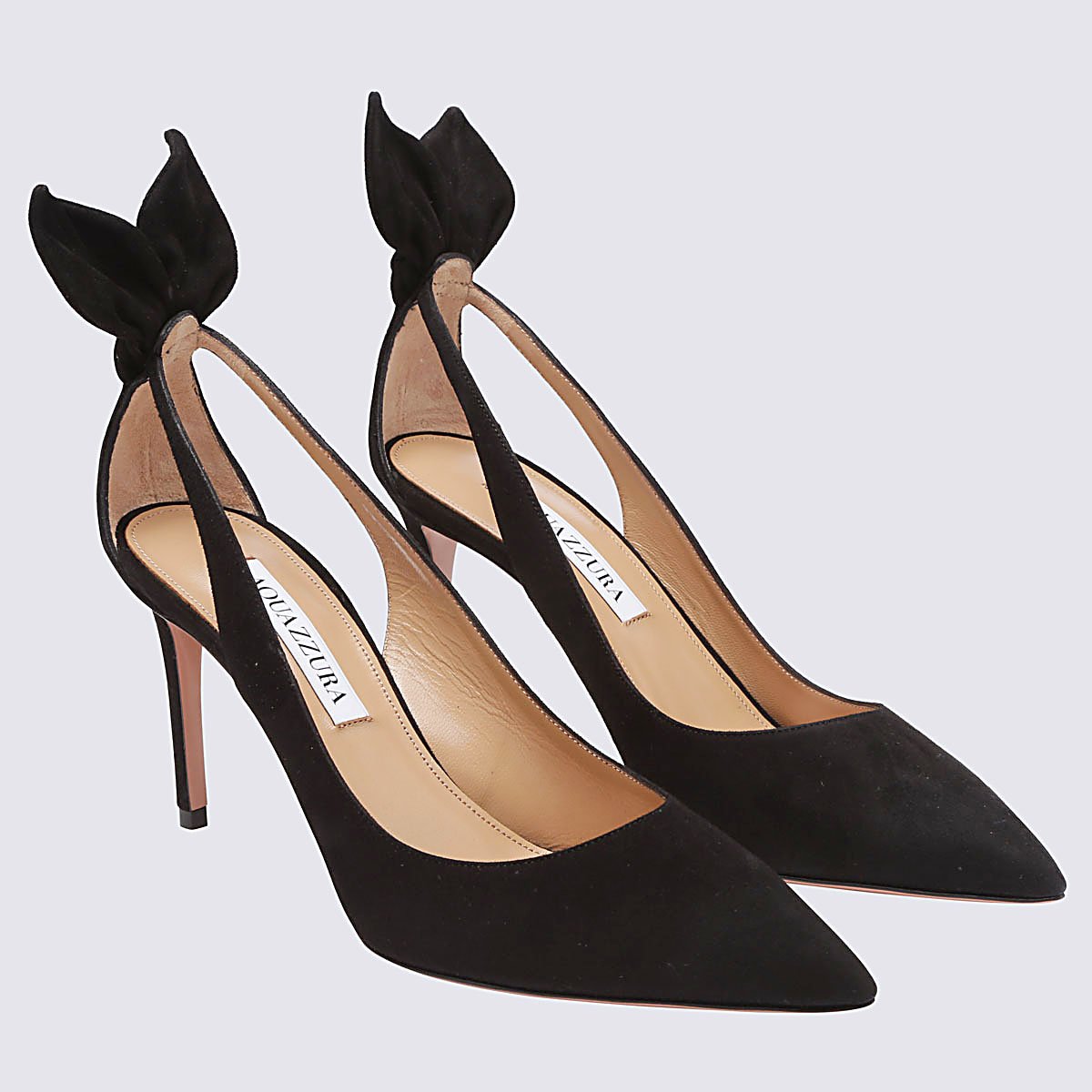 Pointed Toe High-Heeled Slingback Pumps with Bow Detail