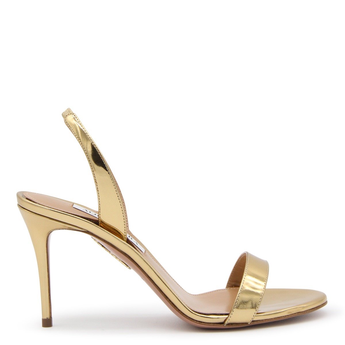Gold Leather Slip On Sandals