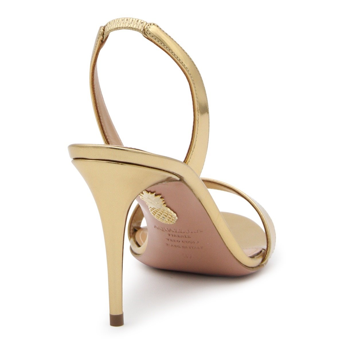 Gold Leather Slip On Sandals