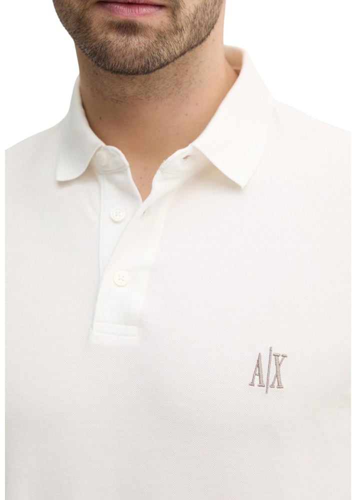 Armani Exchange White Cotton Polo Shirt