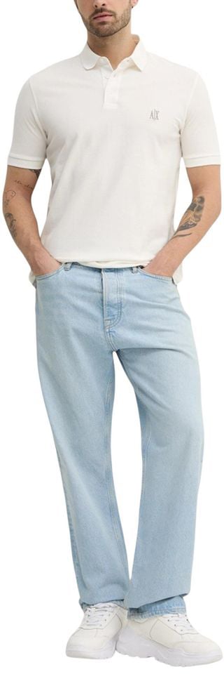 Armani Exchange White Cotton Polo Shirt