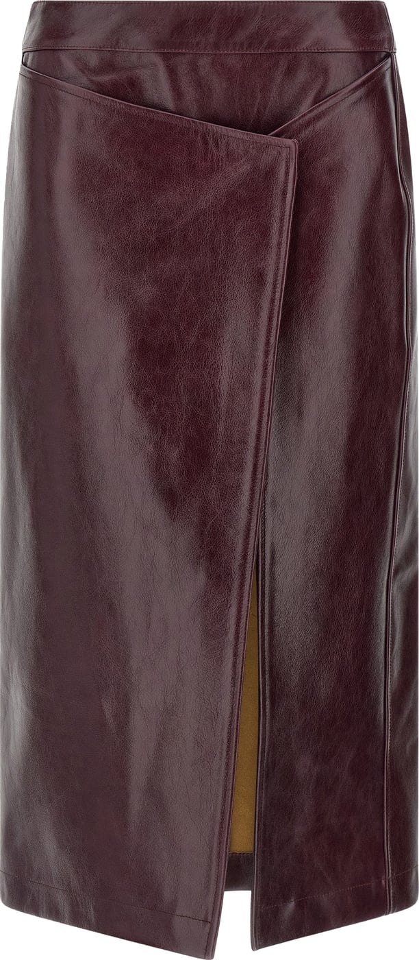 Armarium Bordeaux Cowhide Midi Skirt