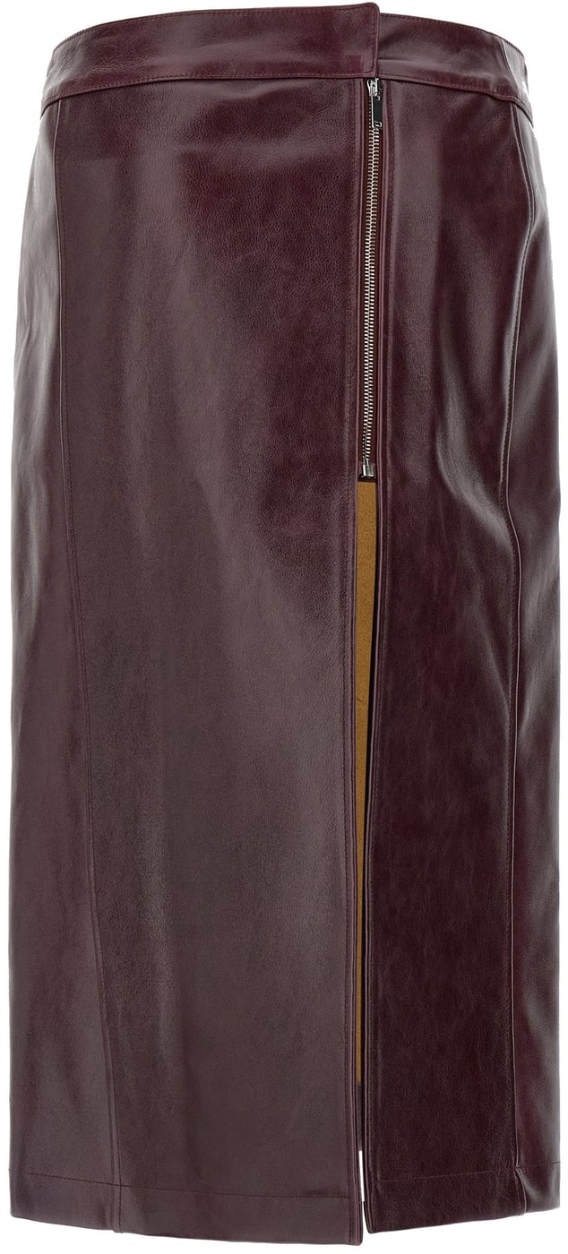 Armarium Bordeaux Cowhide Midi Skirt