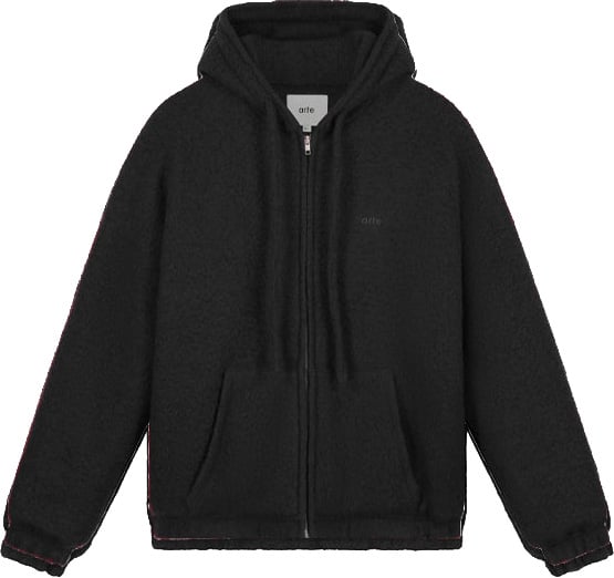 Giacca Boiled Wool Hooded Nera