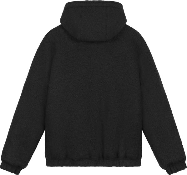 Giacca Boiled Wool Hooded Nera