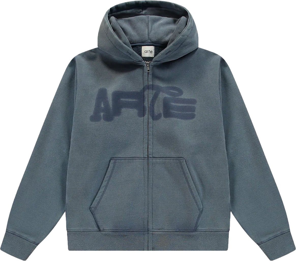 Felpa Con Cappuccio Zip Stencil Sunfade Navy