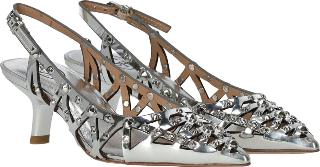 ASH BIZARRE SILVER SLINGBACK PUMP