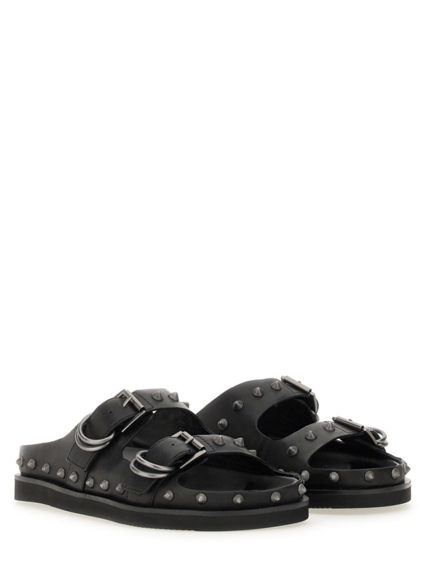 Black Calf Leather "Urus" Sandals