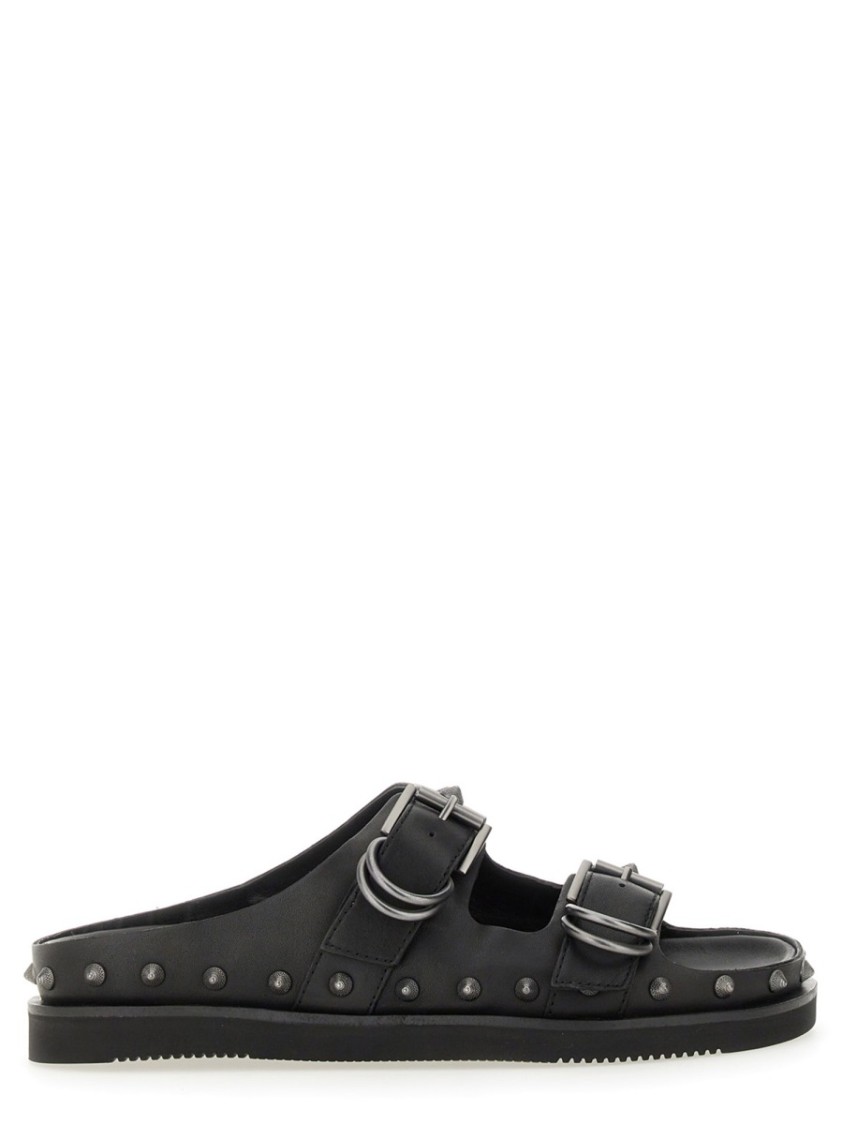 Black Calf Leather "Urus" Sandals