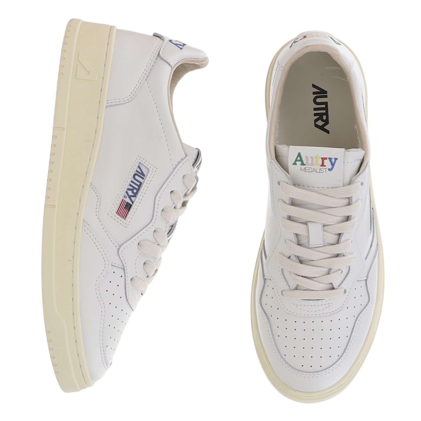 White Medalist Low Leather Sneakers
