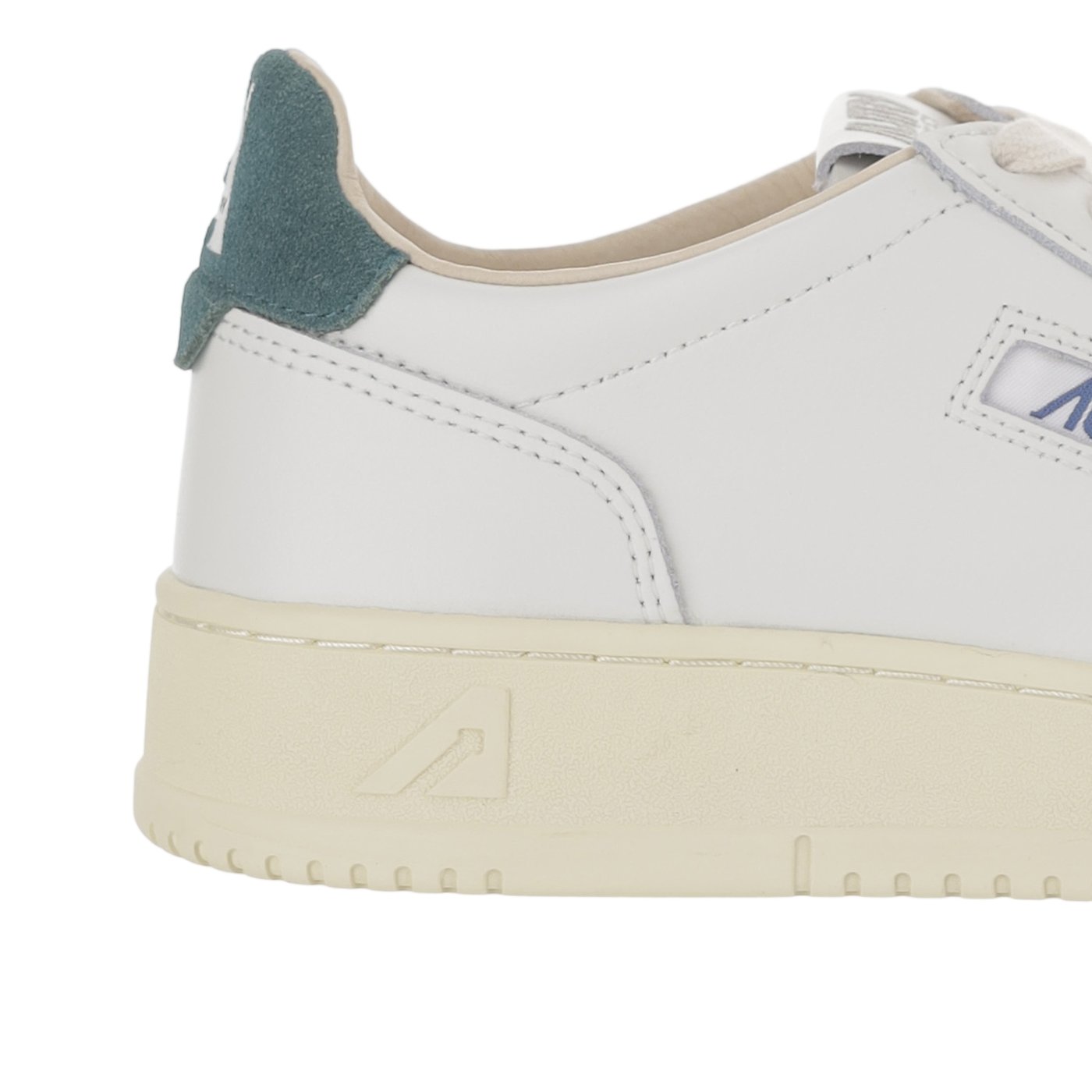 White/Green Suede Heel Leather Sneakers