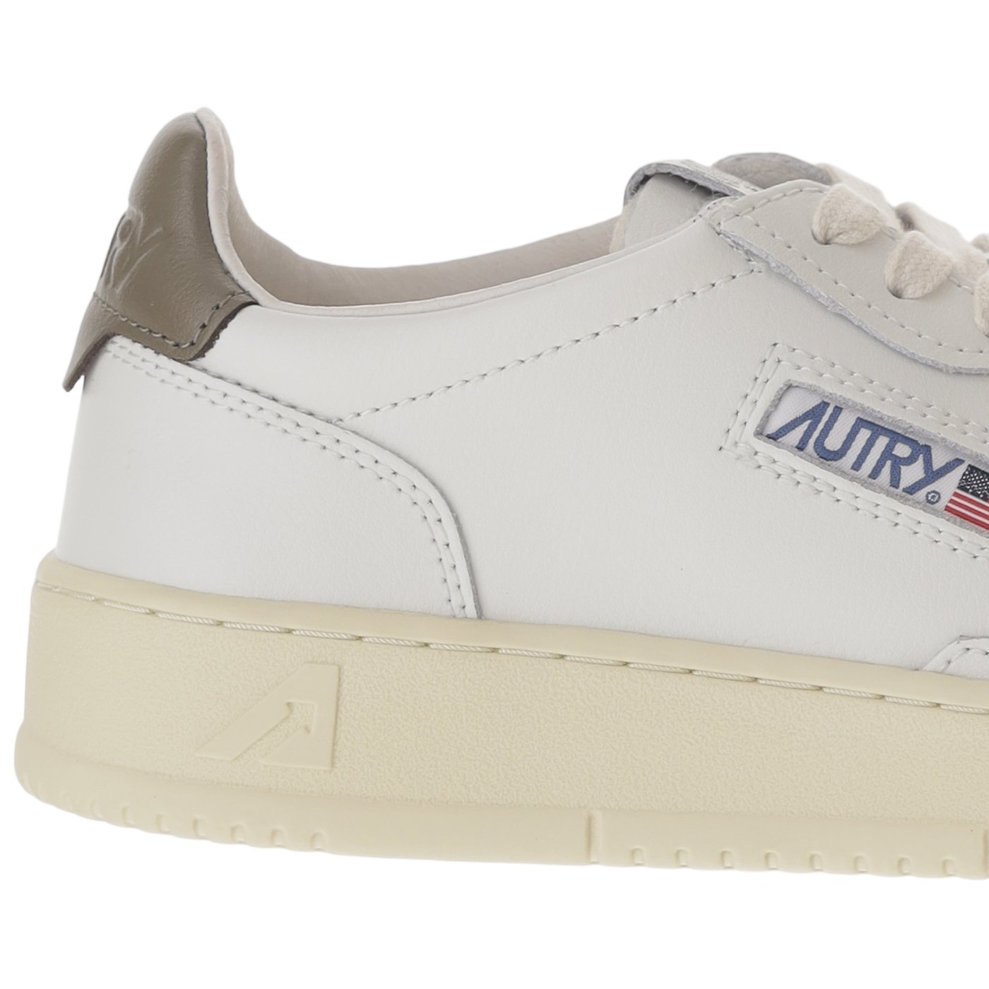 White/Brown Medalist Low Leather Sneakers