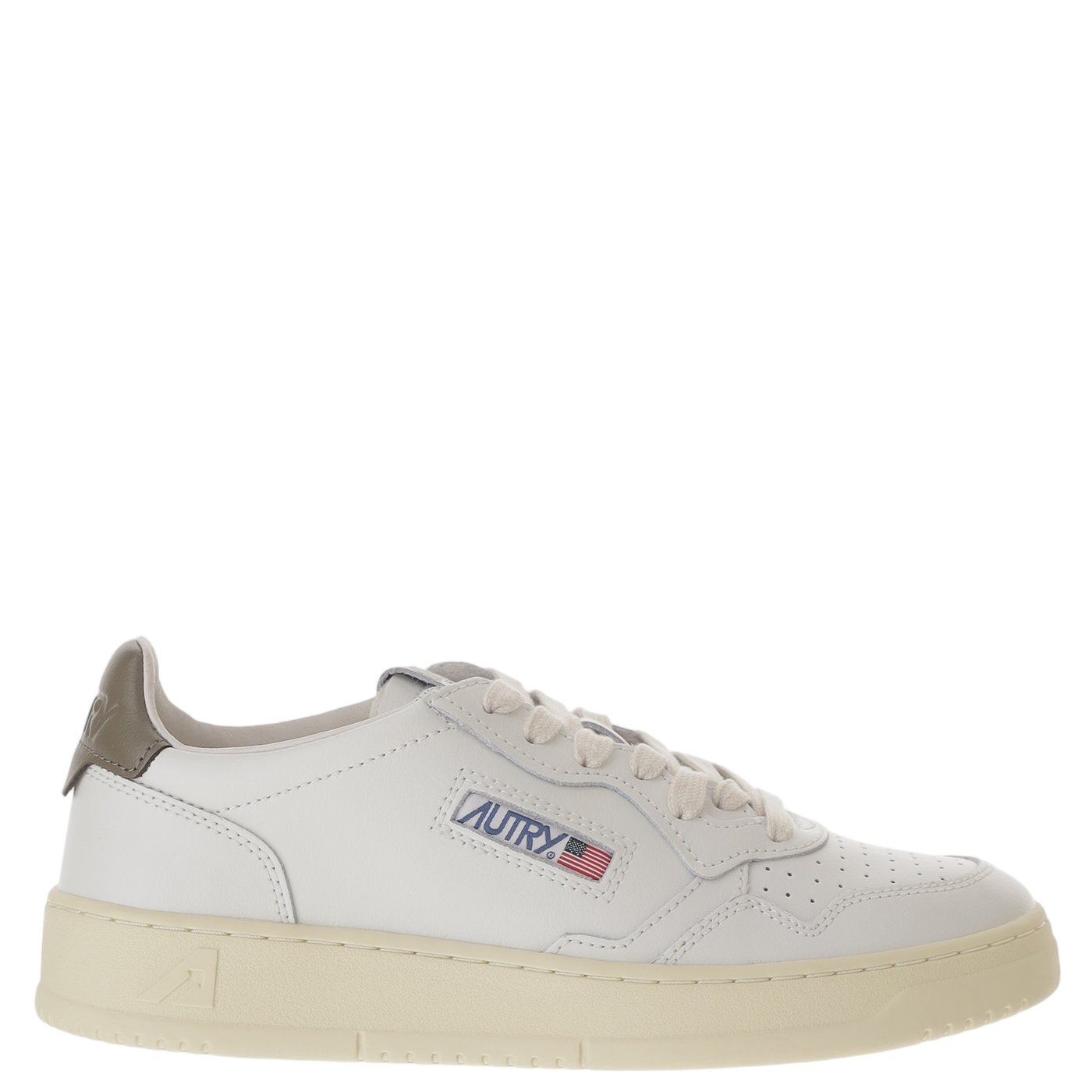 White/Brown Medalist Low Leather Sneakers