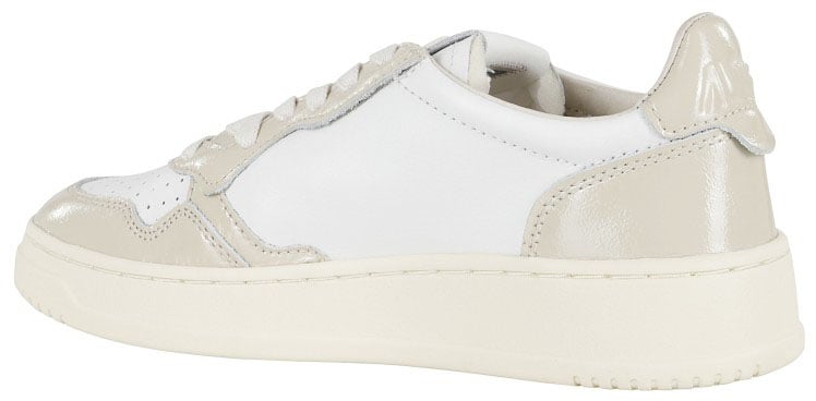 Glittered Sand And White Medalist Low Sneakers