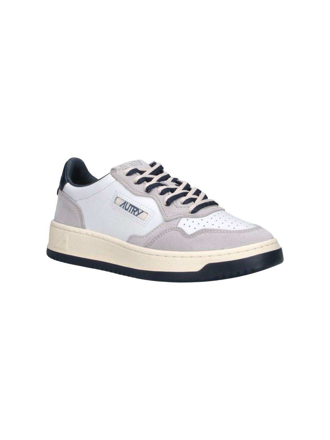 White Medalist Grey Accent Leather Sneakers