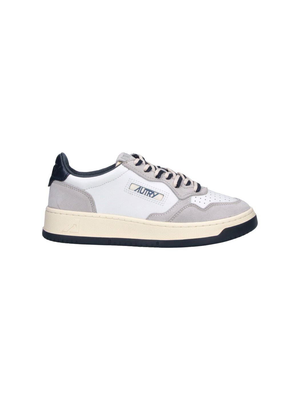 White Medalist Grey Accent Leather Sneakers