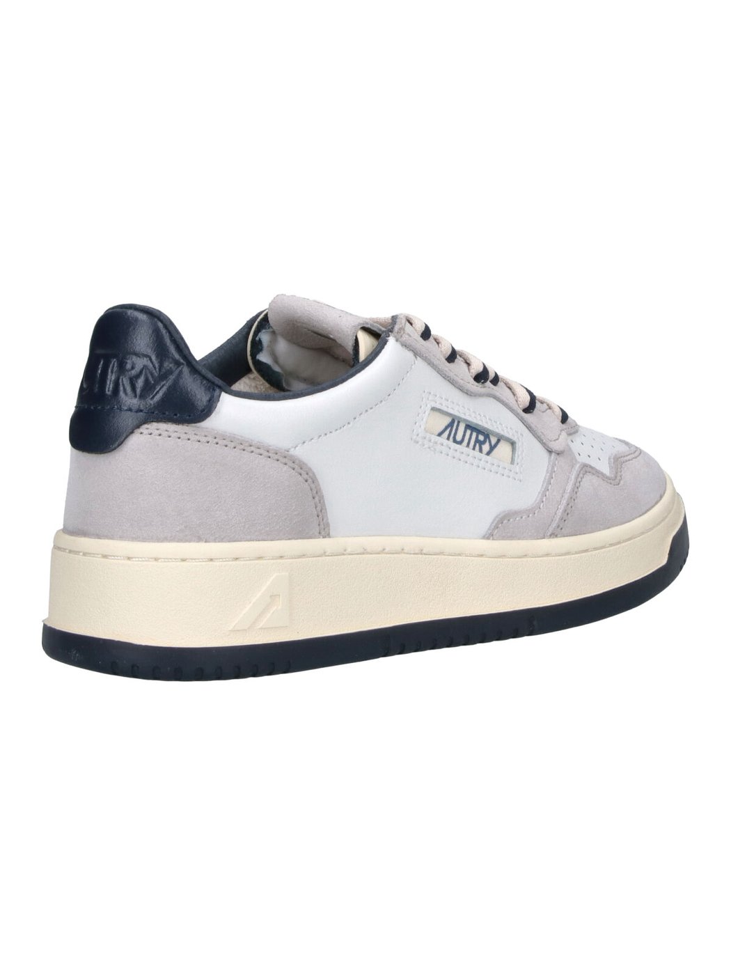 White Medalist Grey Accent Leather Sneakers