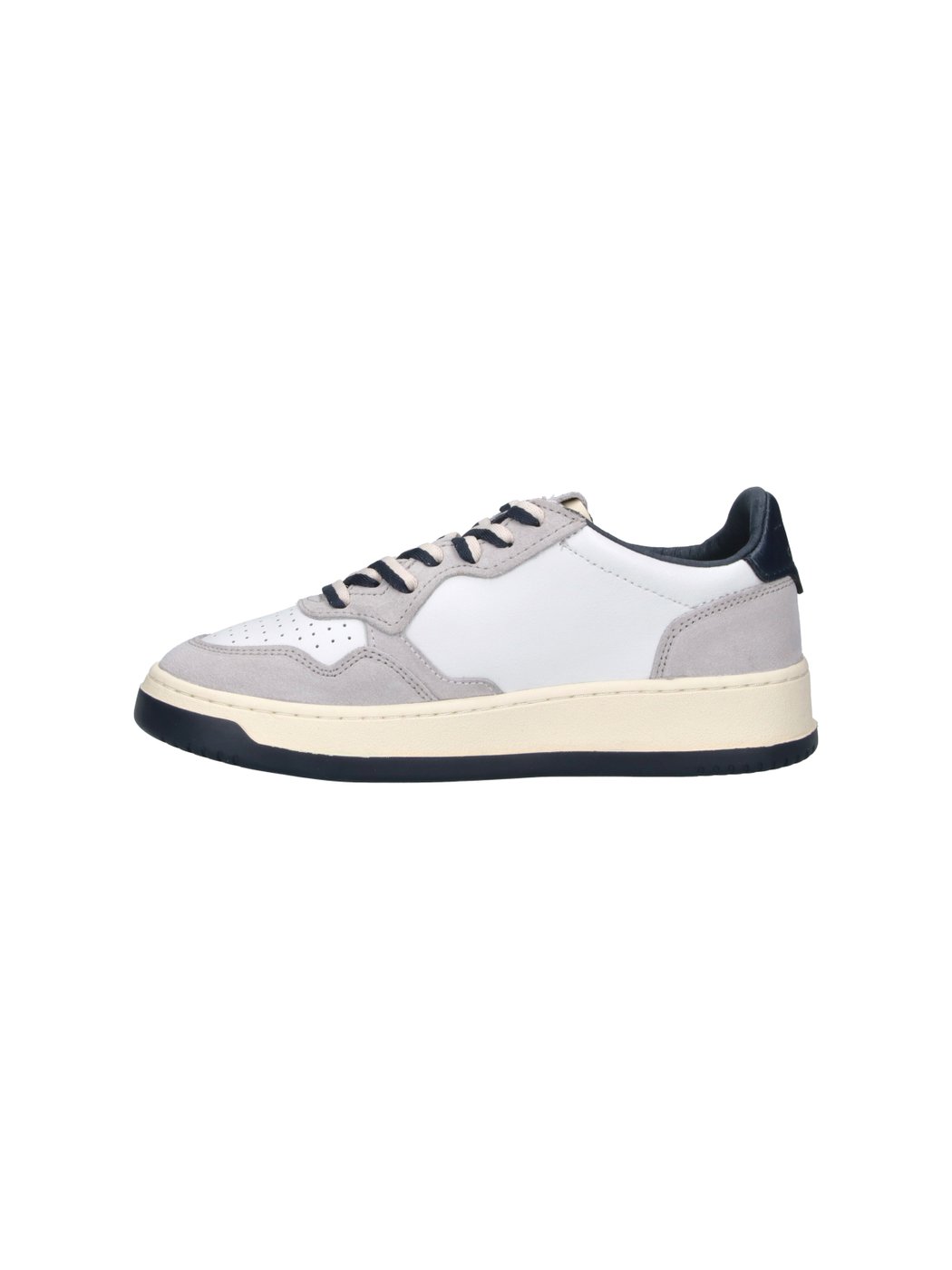 White Medalist Grey Accent Leather Sneakers