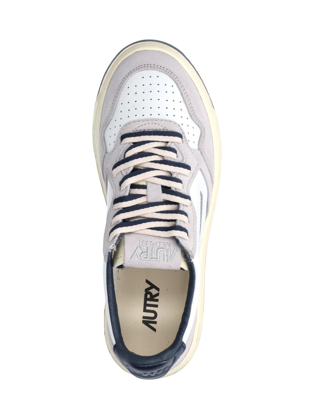 White Medalist Grey Accent Leather Sneakers