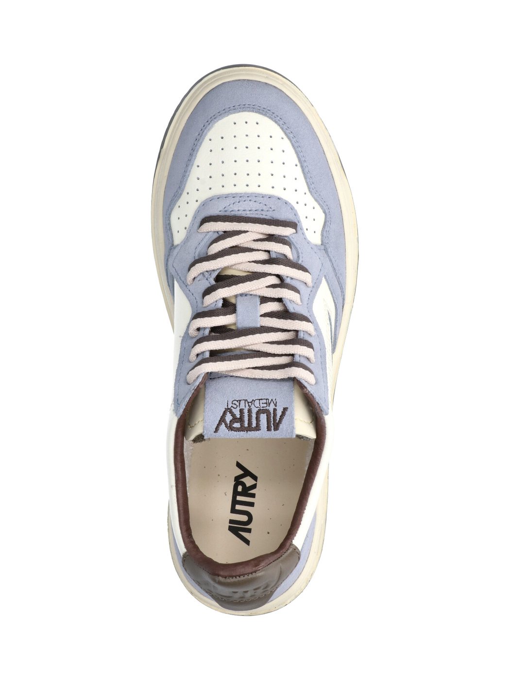 White Medalist Blue Accent Leather Sneakers