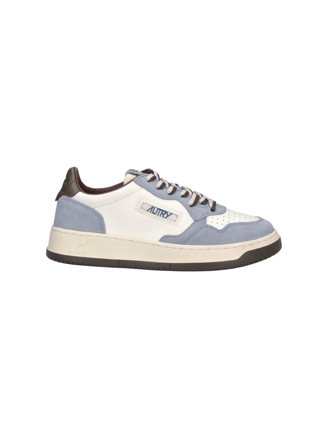 White Medalist Blue Accent Leather Sneakers