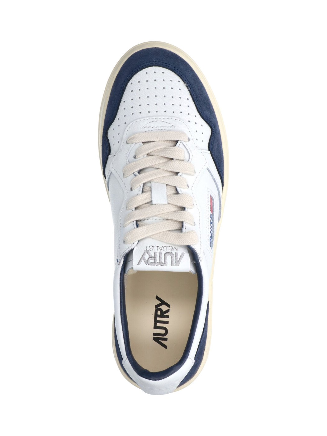 White Medalist Blue Suede Accent Sneakers