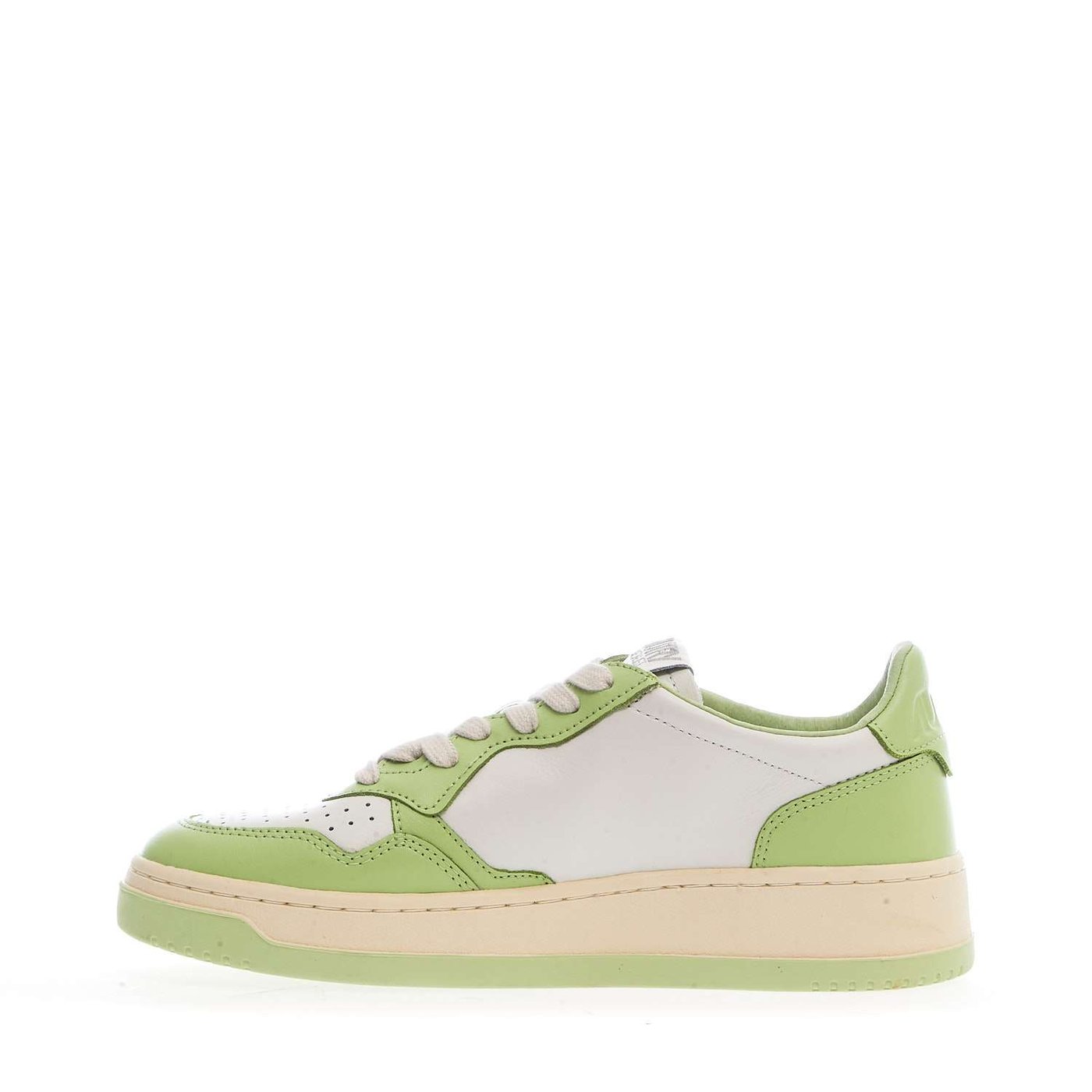White Snap Green Medalist Low Leather Sneakers
