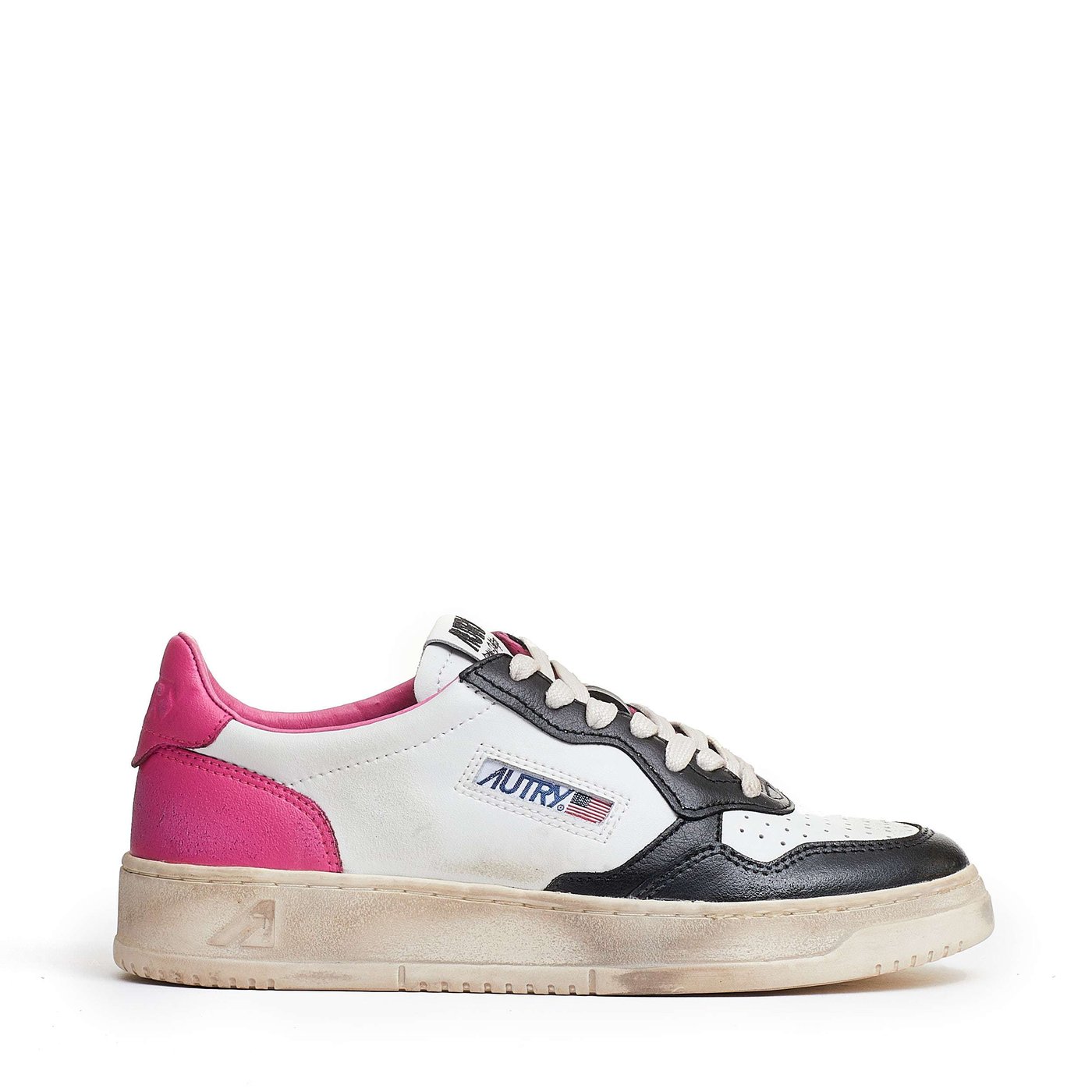 Black Shock Pink Medalist Low Leather Sneakers