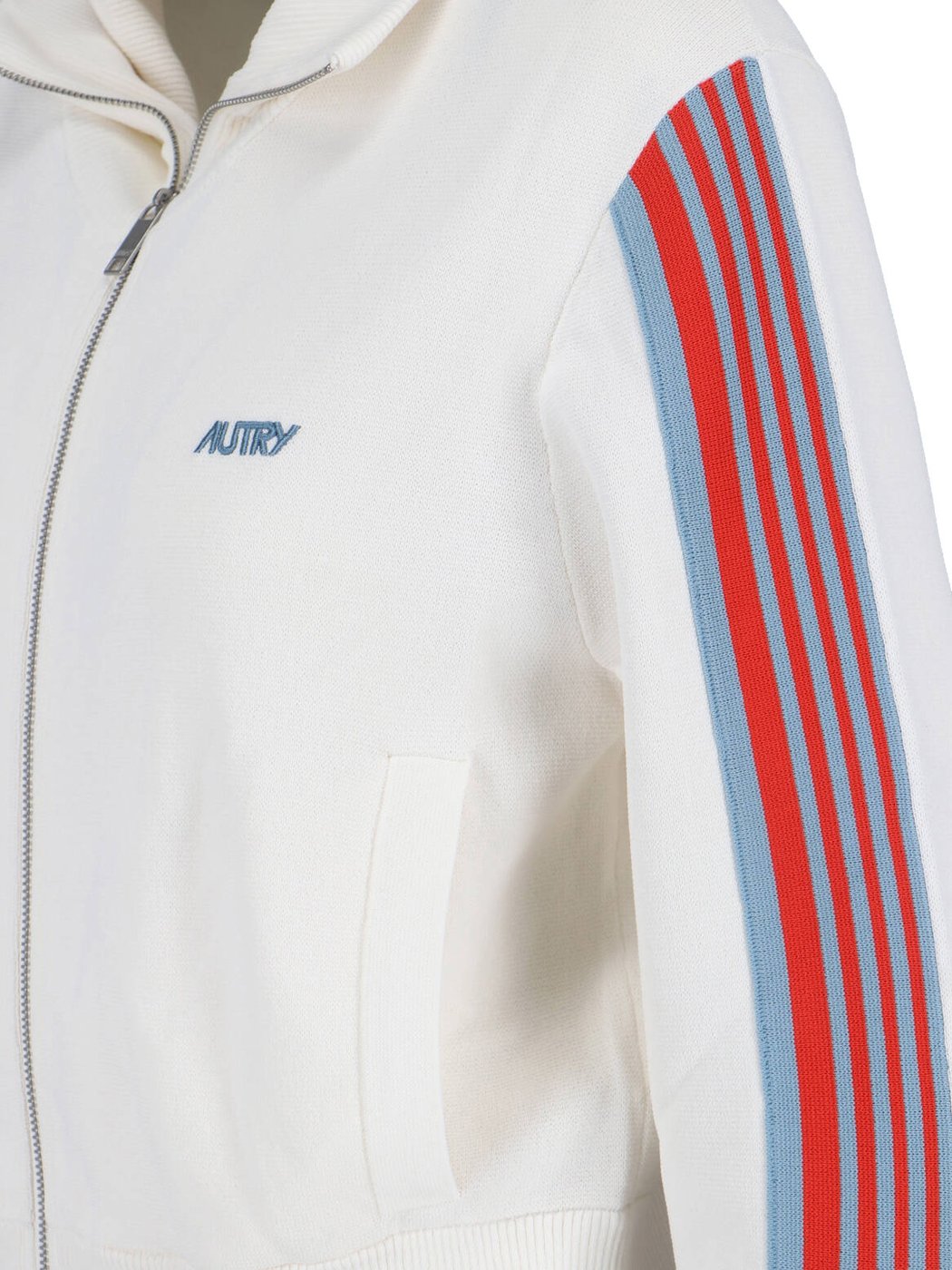 White Viscose Blend Zip Sweatshirt